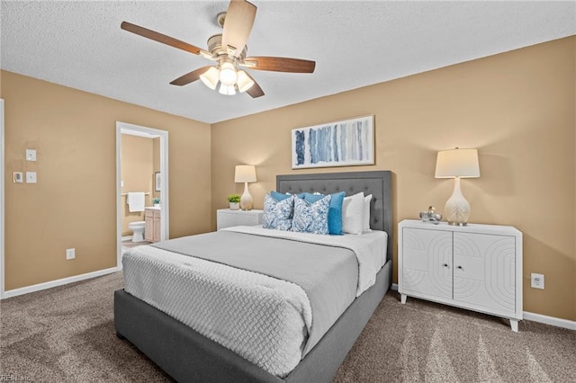 5001 Heathglen Cir, Virginia Beach, VA 23456 - bedroom with carpet, ensuite bathroom, a ceiling fan, and a textured ceiling