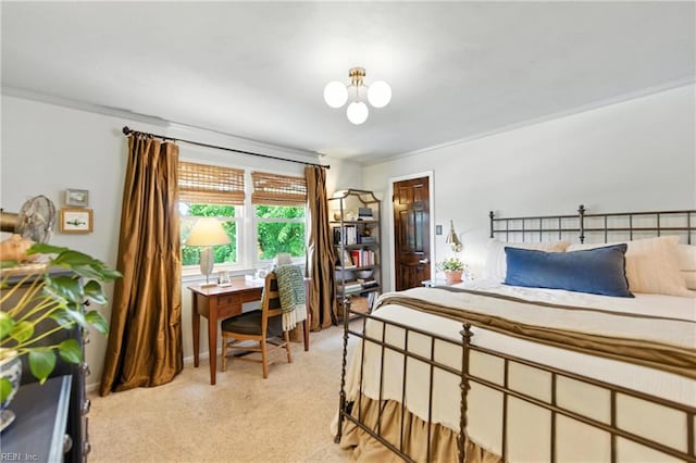 4704 Haygood Point Rd, Virginia Beach, VA 23455 - bedroom with light carpet, ornamental molding, a chandelier, and an office area