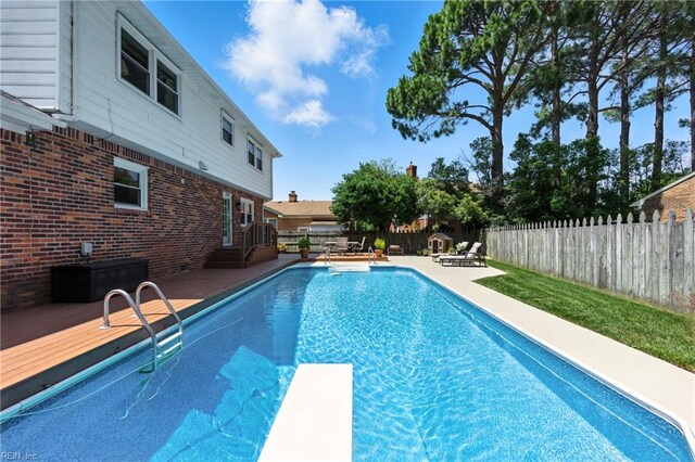 4704 Haygood Point Rd, Virginia Beach, VA 23455 - view of pool with a diving board, a fenced backyard, a patio, and a deck