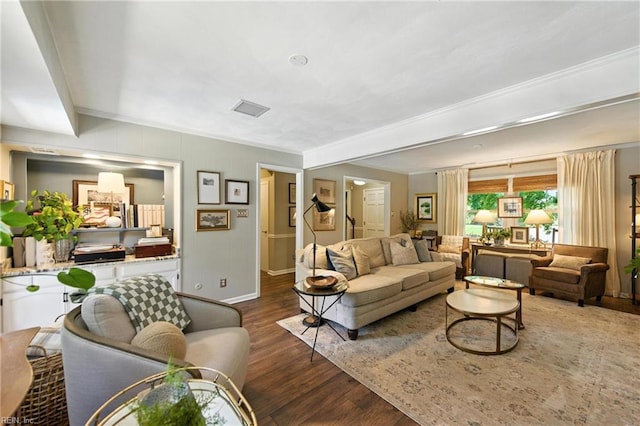 4704 Haygood Point Rd, Virginia Beach, VA 23455 - living room with wood finished floors and crown molding