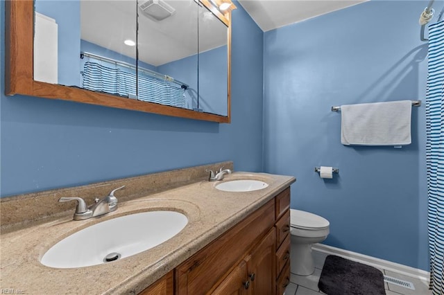 4715 Donelson Rd, Virginia Beach, VA 23455 - full bath with double vanity, tile patterned flooring, and curtained shower