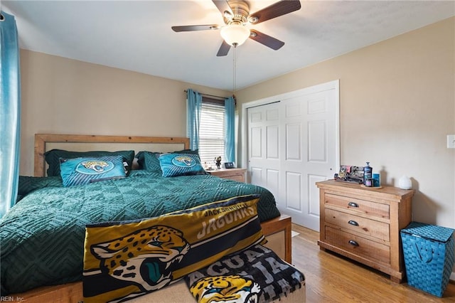 503 Carters Grove Ct, Hampton, VA 23663 - bedroom featuring a closet, light wood-type flooring, and a ceiling fan