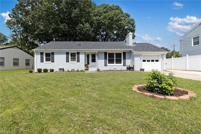 503 Carters Grove Ct, Hampton, VA 23663 - ranch-style house with an attached garage, driveway, and a chimney