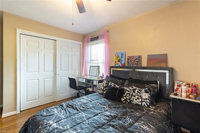 503 Carters Grove Ct, Hampton, VA 23663 - bedroom featuring wood finished floors, ceiling fan, and a closet