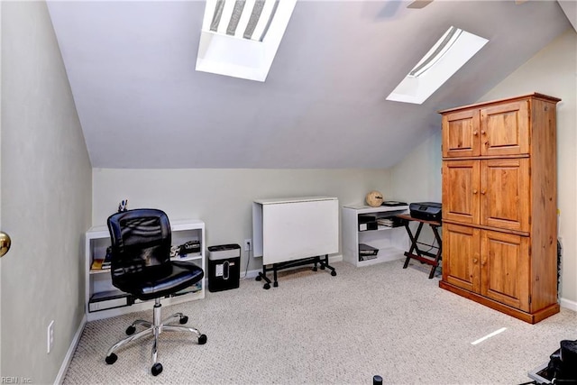 601 Commons Way, Williamsburg, VA 23185 - office featuring a skylight, lofted ceiling, and carpet floors