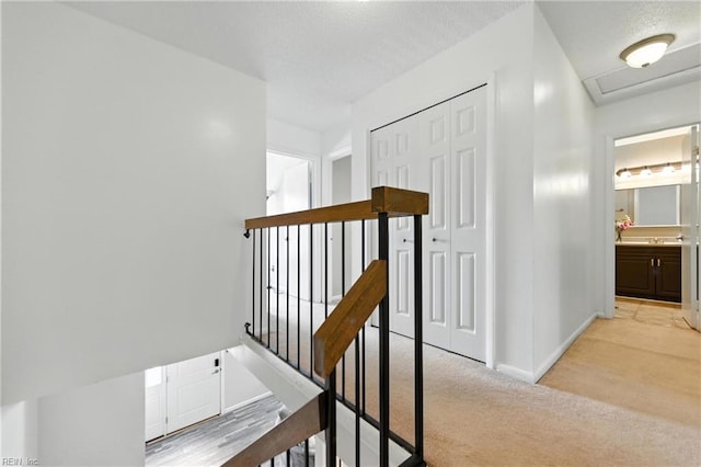 3725 Kingsmill Walk, Virginia Beach, VA 23452 - staircase with carpet floors and attic access