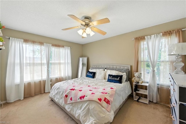 3725 Kingsmill Walk, Virginia Beach, VA 23452 - bedroom with light carpet, a ceiling fan, and a textured ceiling