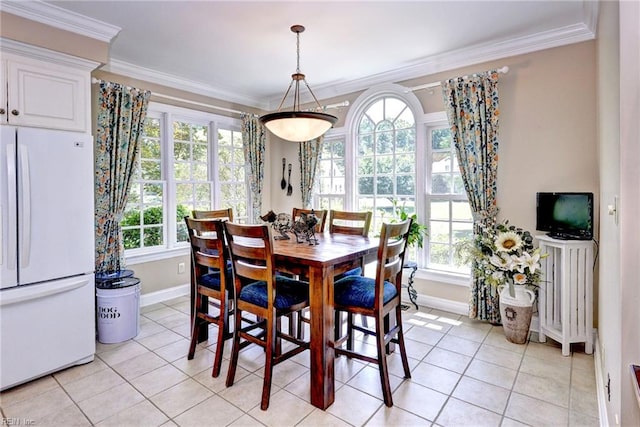 2093 Harpers Ml, Williamsburg, VA 23185 - dining room with light tile patterned floors, healthy amount of natural light, and crown molding