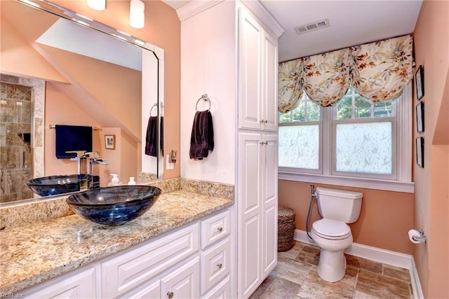 2093 Harpers Ml, Williamsburg, VA 23185 - full bathroom with vanity, tiled shower, and stone finish flooring