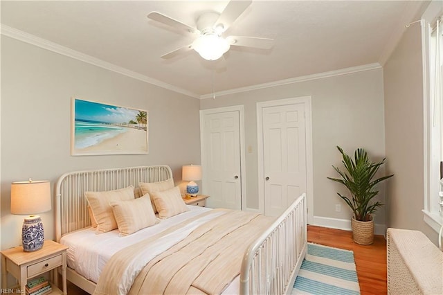 308 River Rd, Newport News, VA 23601 - bedroom with wood finished floors, ornamental molding, and ceiling fan