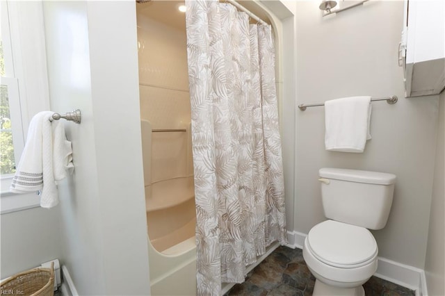 308 River Rd, Newport News, VA 23601 - full bathroom with shower / tub combo with curtain and stone finish floors