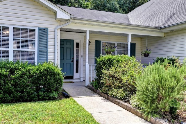 3284 Reades Way, Williamsburg, VA 23185 - property entrance with a shingled roof and covered porch