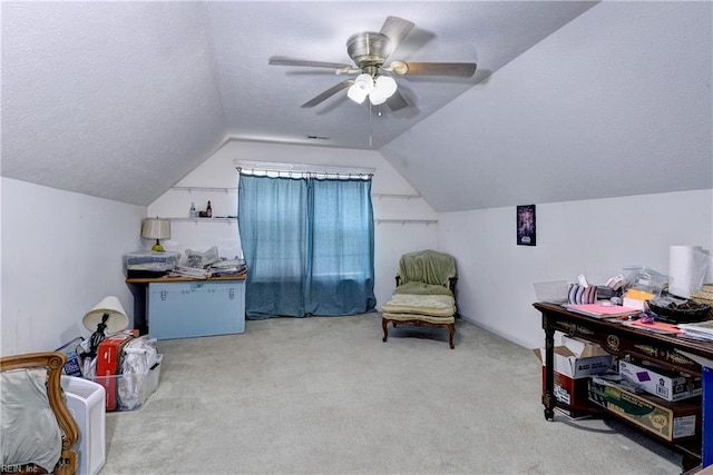 3284 Reades Way, Williamsburg, VA 23185 - game room with lofted ceiling, carpet, a textured ceiling, and ceiling fan