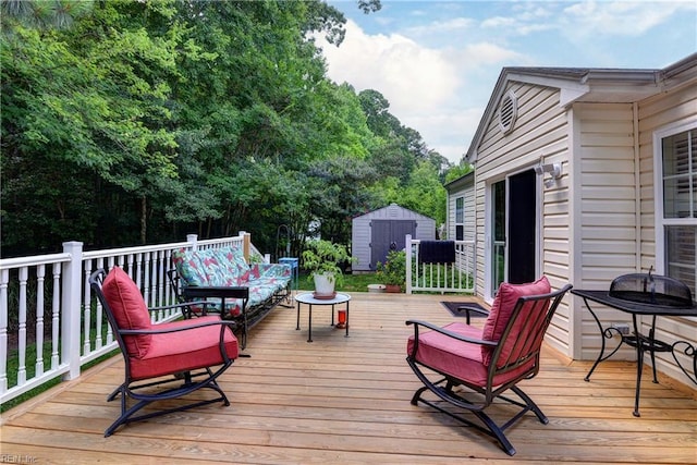 3284 Reades Way, Williamsburg, VA 23185 - deck featuring a storage unit