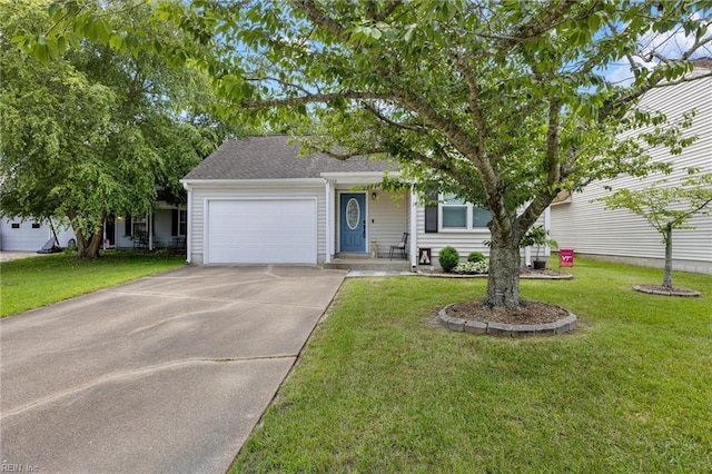 2008 Cheshire Forest Ct, Virginia Beach, VA 23456 - view of front of home with an attached garage, concrete driveway, a front lawn, and roof with shingles