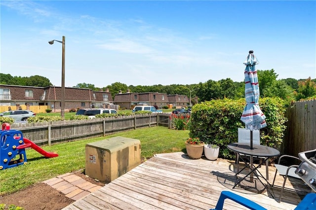701 Hecate Dr, Virginia Beach, VA 23454 - wooden terrace with a fenced backyard and a residential view