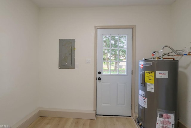 552 Boxwood Ln, Virginia Beach, VA 23452 - entryway with electric water heater, electric panel, and light wood-style floors