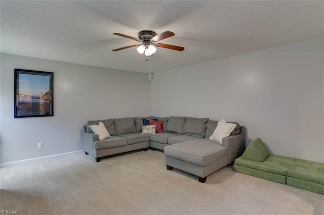 408 Lodge Cv, Chesapeake, VA 23323 - carpeted living area featuring a ceiling fan and a textured ceiling