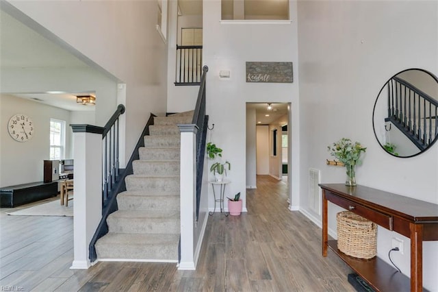 408 Lodge Cv, Chesapeake, VA 23323 - foyer with stairs, wood finished floors, and a towering ceiling