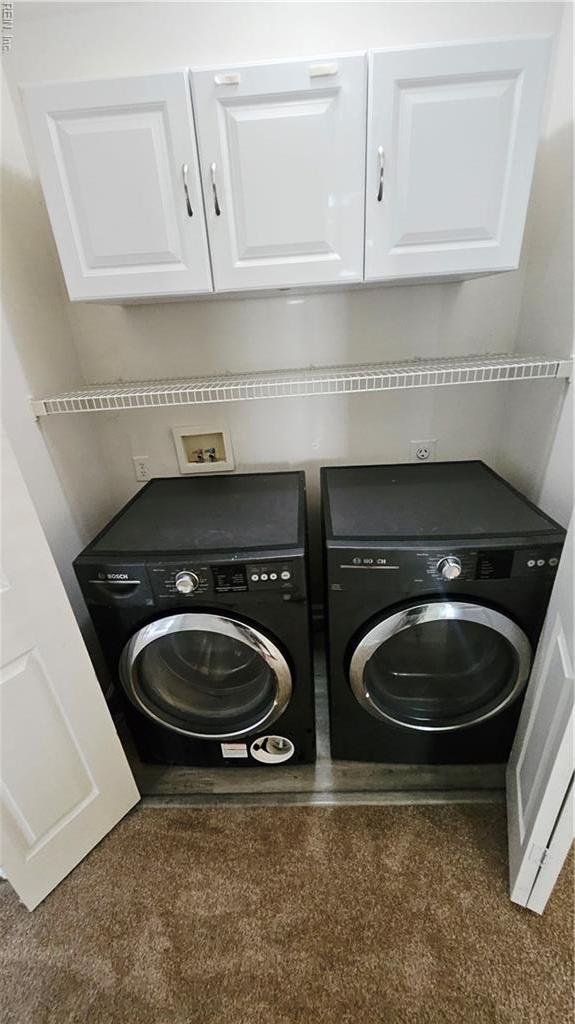 275 Jonathans Way, Suffolk, VA 23434 - laundry room with cabinet space, washer and dryer, and carpet