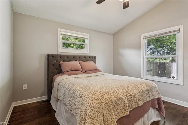 149 Ransone St, Hampton, VA 23669 - bedroom with multiple windows, dark wood-style flooring, vaulted ceiling, and a ceiling fan