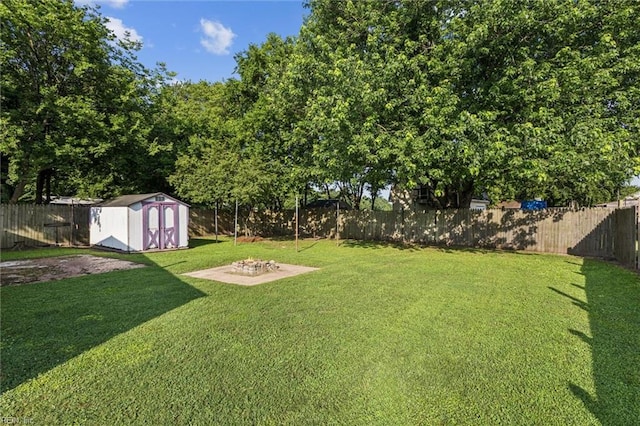 149 Ransone St, Hampton, VA 23669 - fenced backyard featuring a storage unit, a fire pit, and a patio