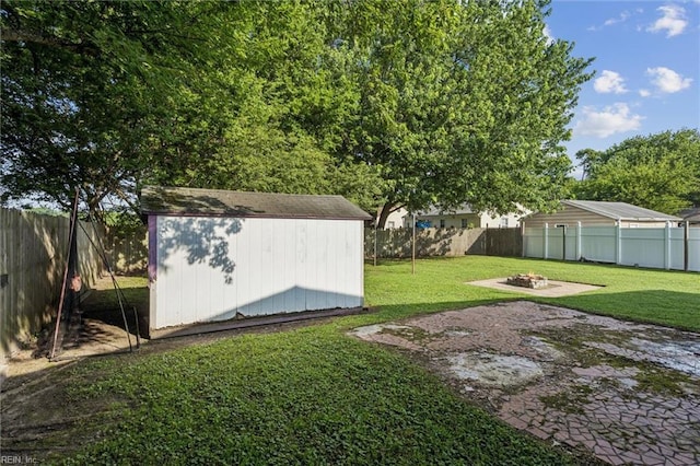 149 Ransone St, Hampton, VA 23669 - fenced backyard featuring a shed and an outdoor fire pit
