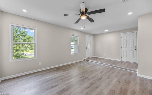 3549 Dandelion Cres, Virginia Beach, VA 23453 - spare room with plenty of natural light, light wood-style floors, ceiling fan, and recessed lighting
