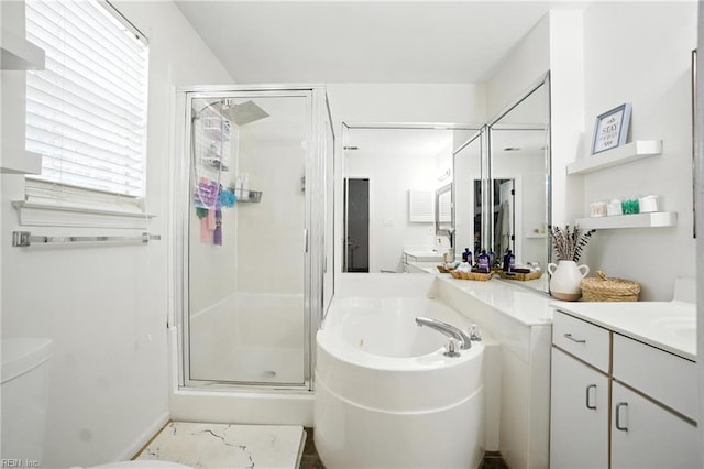 447 Seahorse Run, Chesapeake, VA 23320 - full bath featuring vanity, a shower stall, and a garden tub