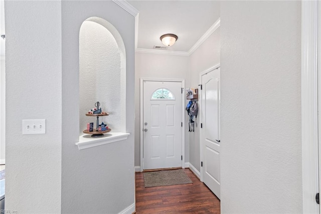 7546 Villa Ct Unit 37, Gloucester Point, VA 23062 - foyer entrance featuring ornamental molding, wood finished floors, arched walkways, and a textured wall