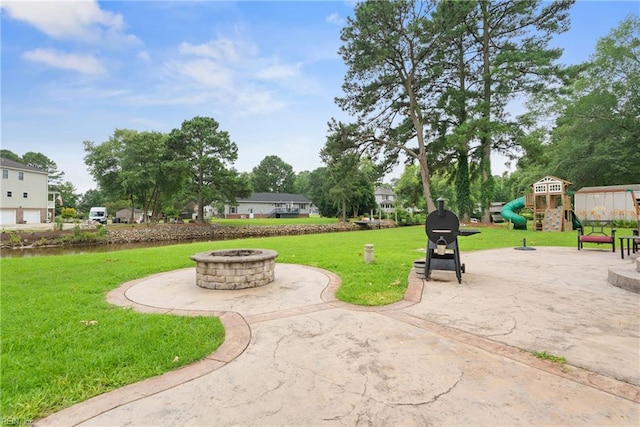 6019 Tabiatha Ln, Lanexa, VA 23089 - view of patio / terrace featuring a fire pit and area for grilling