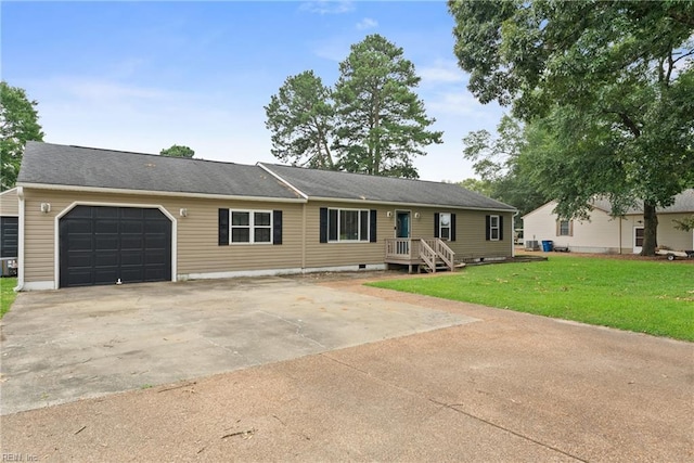 6019 Tabiatha Ln, Lanexa, VA 23089 - ranch-style house with a garage, concrete driveway, and a front yard