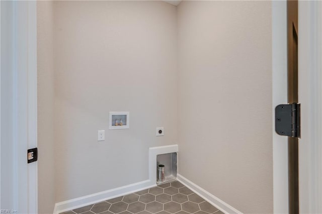120 Rowland Creek Rd, Moyock, NC 27958 - washroom featuring electric dryer hookup, hookup for a washing machine, and dark tile patterned floors