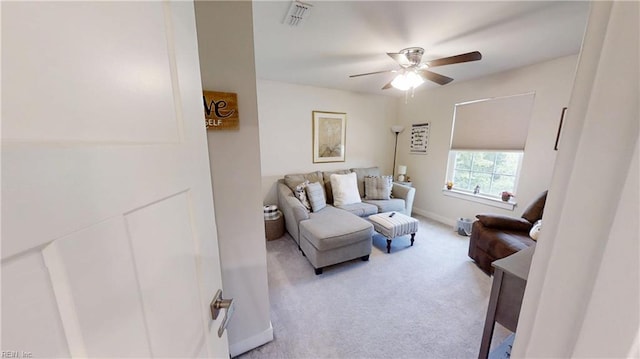 9809 Coral Bells Ct, Toano, VA 23168 - living room with ceiling fan and light carpet