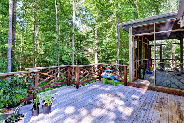 102 Whitehall Ct, Williamsburg, VA 23188 - deck featuring a wooded view