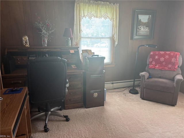906 Rebecca St, Franklin, VA 23851 - home office with carpet flooring and a baseboard radiator