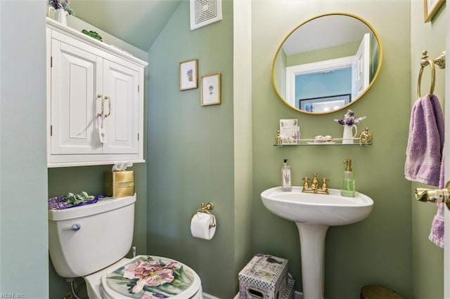 3139 Cider House Rd, Toano, VA 23168 - bathroom with toilet and vaulted ceiling