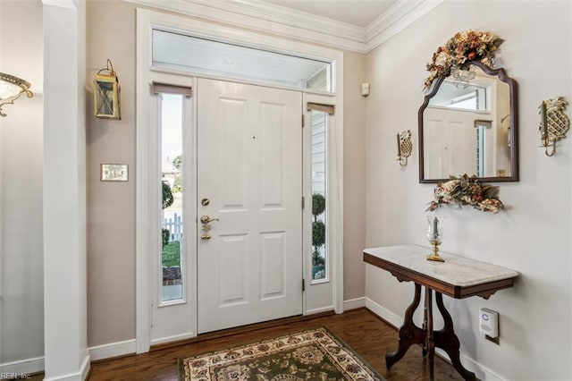 3139 Cider House Rd, Toano, VA 23168 - foyer featuring dark wood-type flooring and ornamental molding