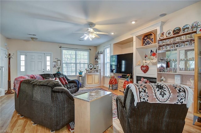 1132 Broadholme Pl Unit 642, Virginia Beach, VA 23455 - living area with ceiling fan and light wood-style floors