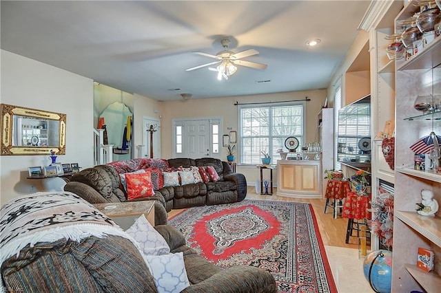 1132 Broadholme Pl Unit 642, Virginia Beach, VA 23455 - living area with ceiling fan and light wood-type flooring
