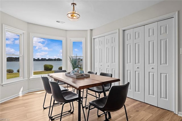1545 Lake James Dr, Virginia Beach, VA 23464 - dining room with light wood-style floors and a water view