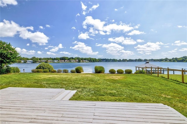 1545 Lake James Dr, Virginia Beach, VA 23464 - deck with a water view and a yard