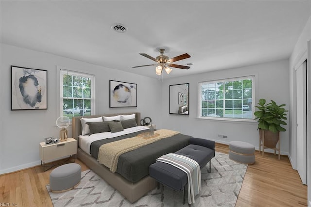 1917 Jack Frost Rd, Virginia Beach, VA 23455 - bedroom with light wood-style flooring and a ceiling fan