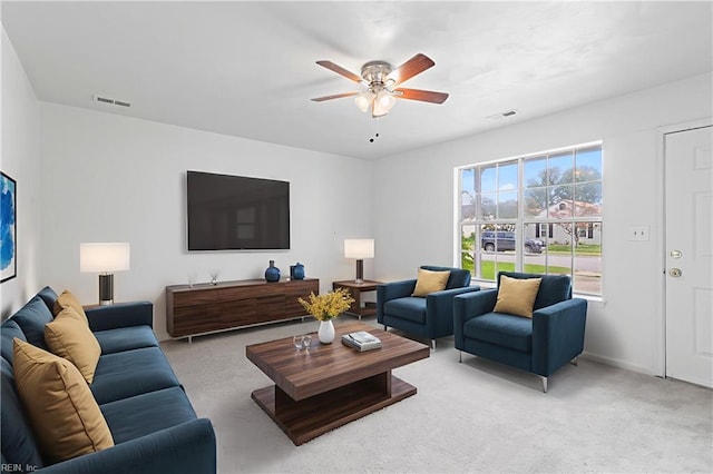 5433 Davis Way, Virginia Beach, VA 23462 - living area featuring light colored carpet and ceiling fan