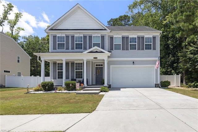 4202 Ravine Gap Dr, Suffolk, VA 23434 - view of front of home featuring an attached garage, driveway, and covered porch