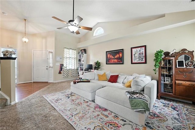 315 Sawmill Arch, Chesapeake, VA 23323 - carpeted living room with a ceiling fan and high vaulted ceiling