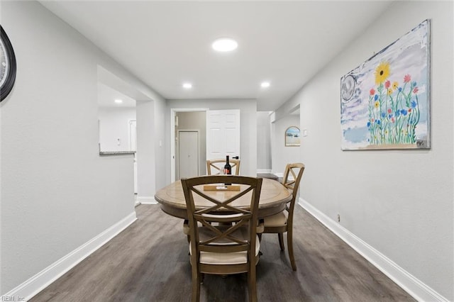 5016 Madeira Rd, Virginia Beach, VA 23455 - dining area with dark wood-style flooring and recessed lighting