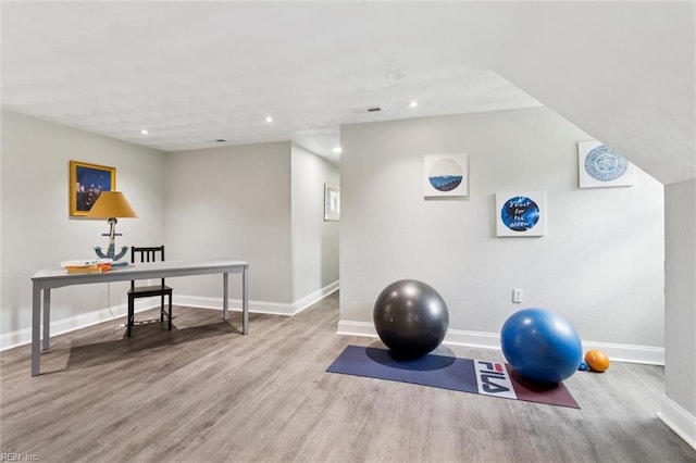 5016 Madeira Rd, Virginia Beach, VA 23455 - workout area featuring wood finished floors and recessed lighting