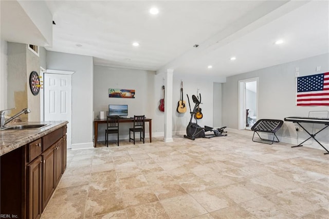 5016 Madeira Rd, Virginia Beach, VA 23455 - interior space featuring recessed lighting and light stone finish floors