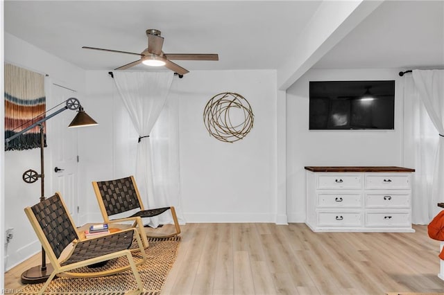 4057 Woodland Dr, Chesapeake, VA 23321 - living area featuring a ceiling fan and light wood-type flooring